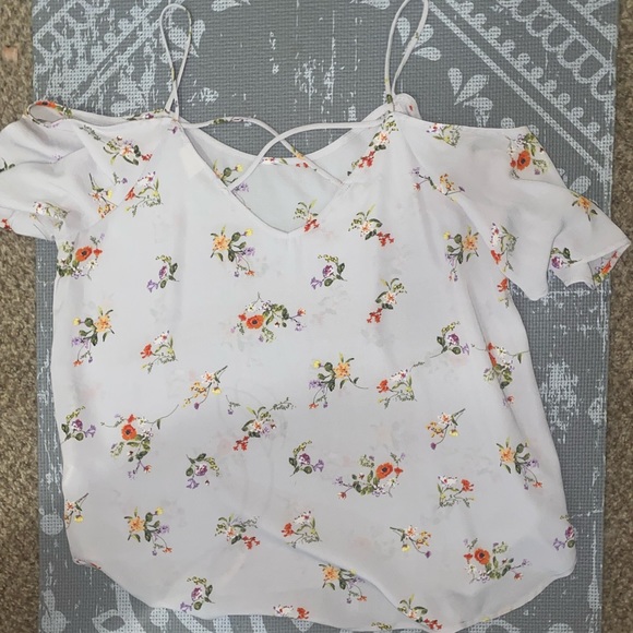 Floral Cold Shoulder Blouse Grey - Picture 3 of 4